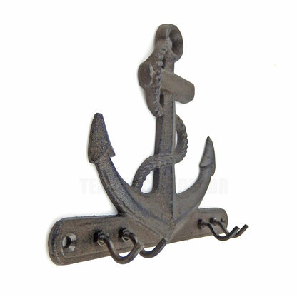 Cast Iron Ship Anchor Rope Wall Hook Rack Key Hanger Rustic Nautical Beach Decor