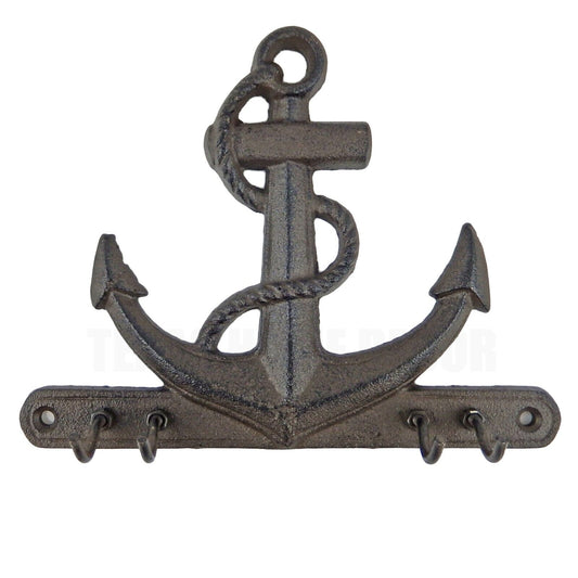 Cast Iron Ship Anchor Rope Wall Hook Rack Key Hanger Rustic Nautical Beach Decor