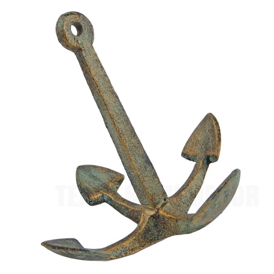 Cast Iron Table Top Decorative Anchor Nautical Beach House Decor Verdigris Look