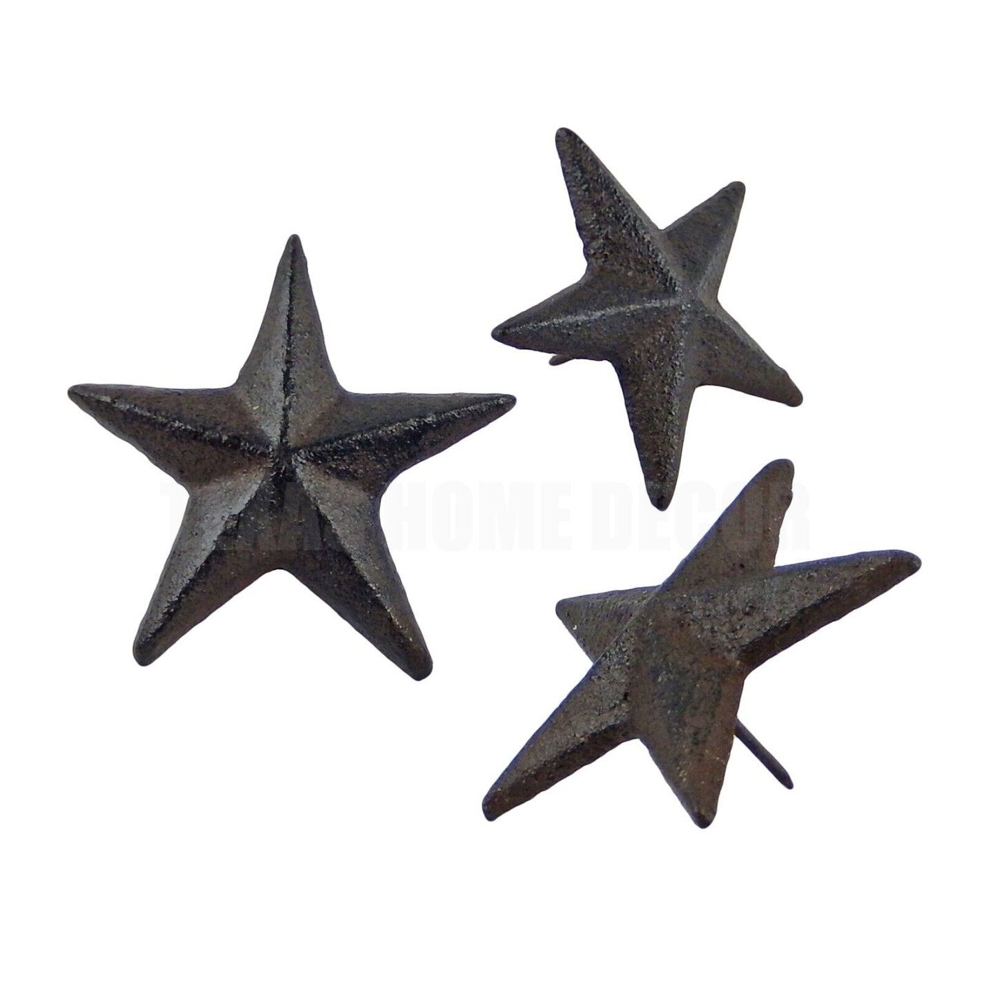 3 Cast Iron 2.5 inch Texas Star Nails Tacks Rustic Finish Western With 1 in Nail