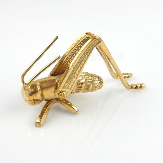 Small Gold Good Luck Metal Cricket Figurine Fireplace Hearth Solid Brass Insect
