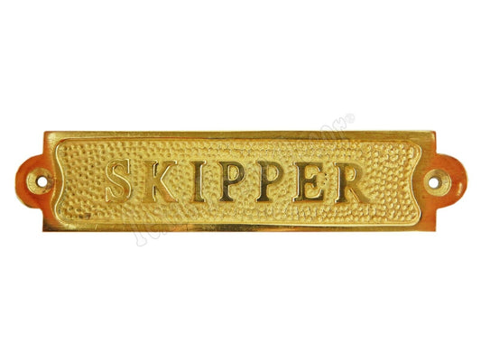 Skipper Wall Plaque Sign Aluminum Bronze Alloy Light Weight Nautical Beach House