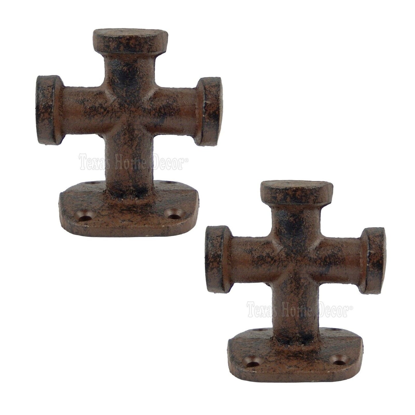 Cast Iron Bollard Cross Boat Cleat Hook Rustic Wall Coat Towel Hanger Pack of 2