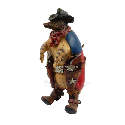 Cowboy Armadillo Sheriff Figurine Statue Texas Flag Hand Painted 10.5" Tall