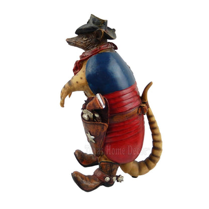 Cowboy Armadillo Sheriff Figurine Statue Texas Flag Hand Painted 10.5" Tall