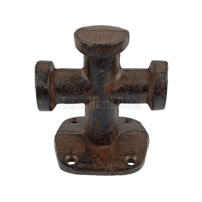 Cast Iron Bollard Cross Boat Cleat Hook Rustic Wall Coat Towel Hanger Pack of 2