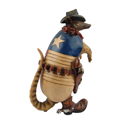 Cowboy Armadillo Sheriff Figurine Statue Texas Flag Hand Painted 10.5" Tall