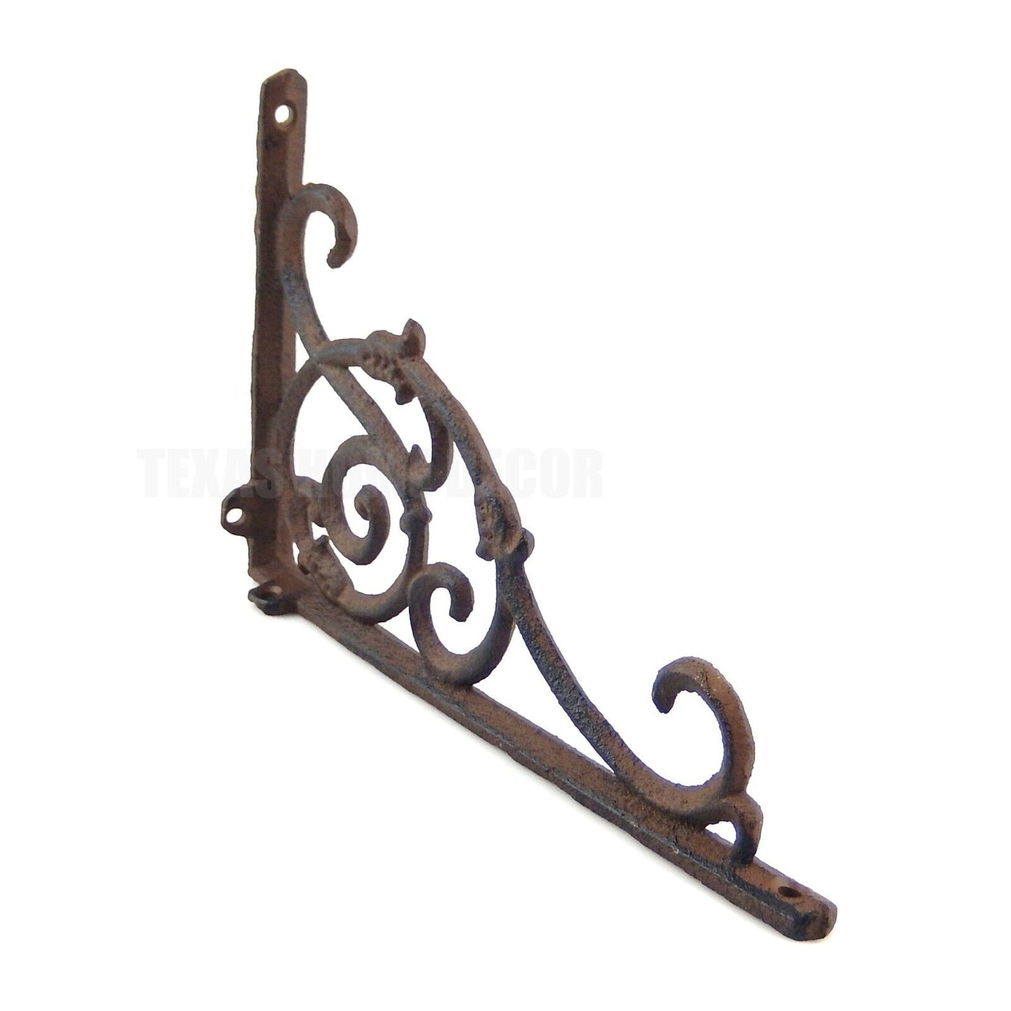 2 Vines Scrolls Shelf Brackets Cast Iron Corner Brace Antique Rustic Finish 9.5"