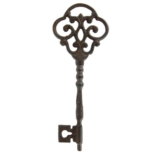 Cast Iron Jailers Key Victorian Antique Style Skeleton Fleur De Lis Scrolls