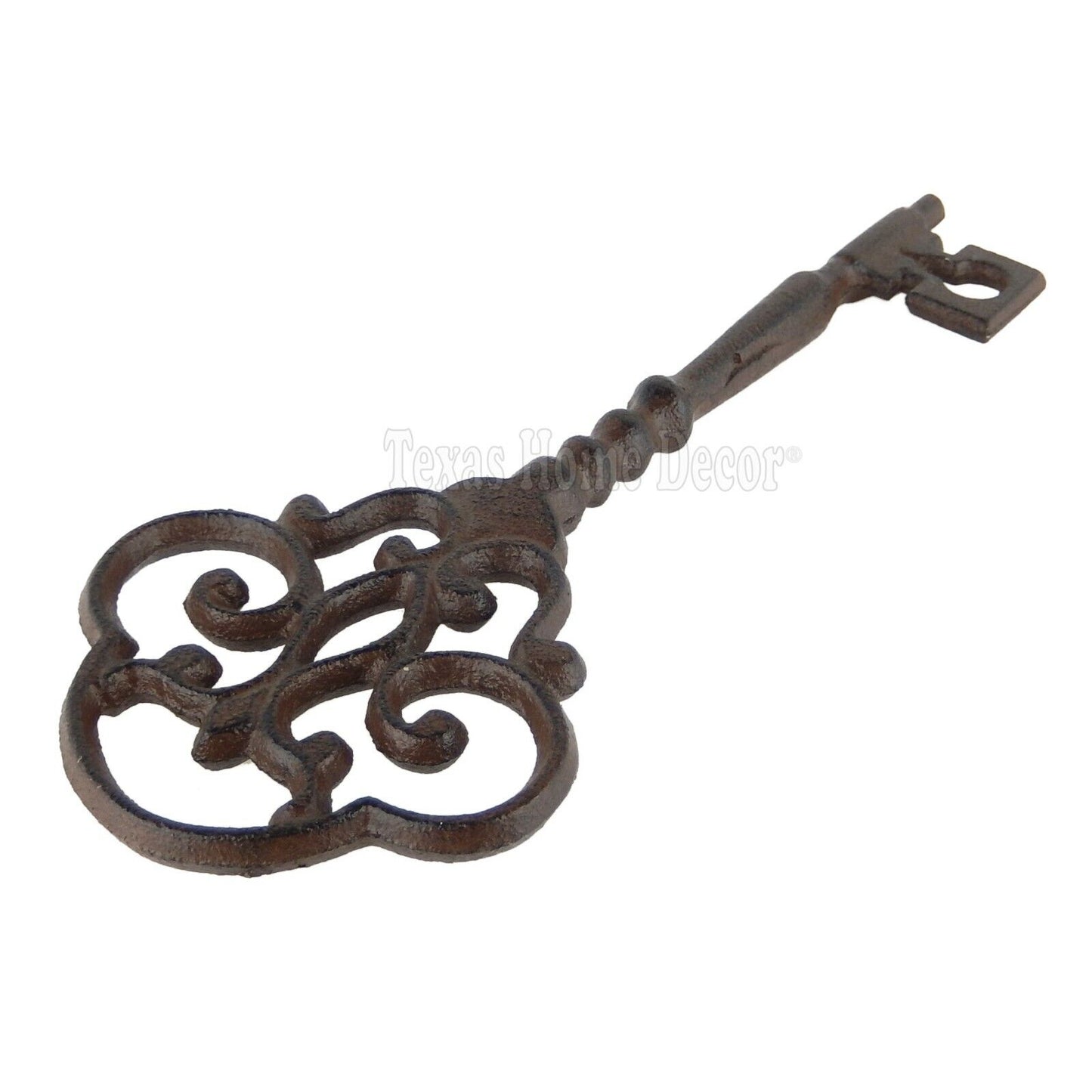 Cast Iron Jailers Key Victorian Antique Style Skeleton Fleur De Lis Scrolls