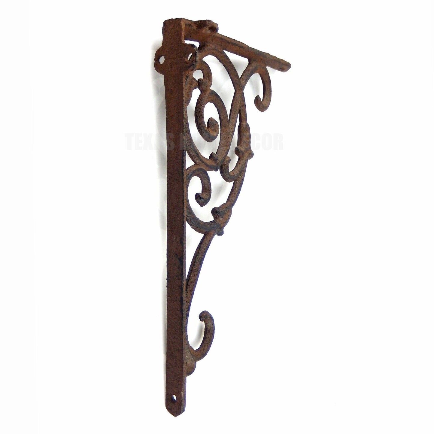 2 Vines Scrolls Shelf Brackets Cast Iron Corner Brace Antique Rustic Finish 9.5"