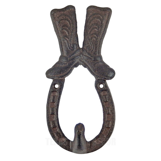 Horseshoe Boots Wall Hook Cast Iron Rustic Western Key Towel Coat Hanger 6 inch