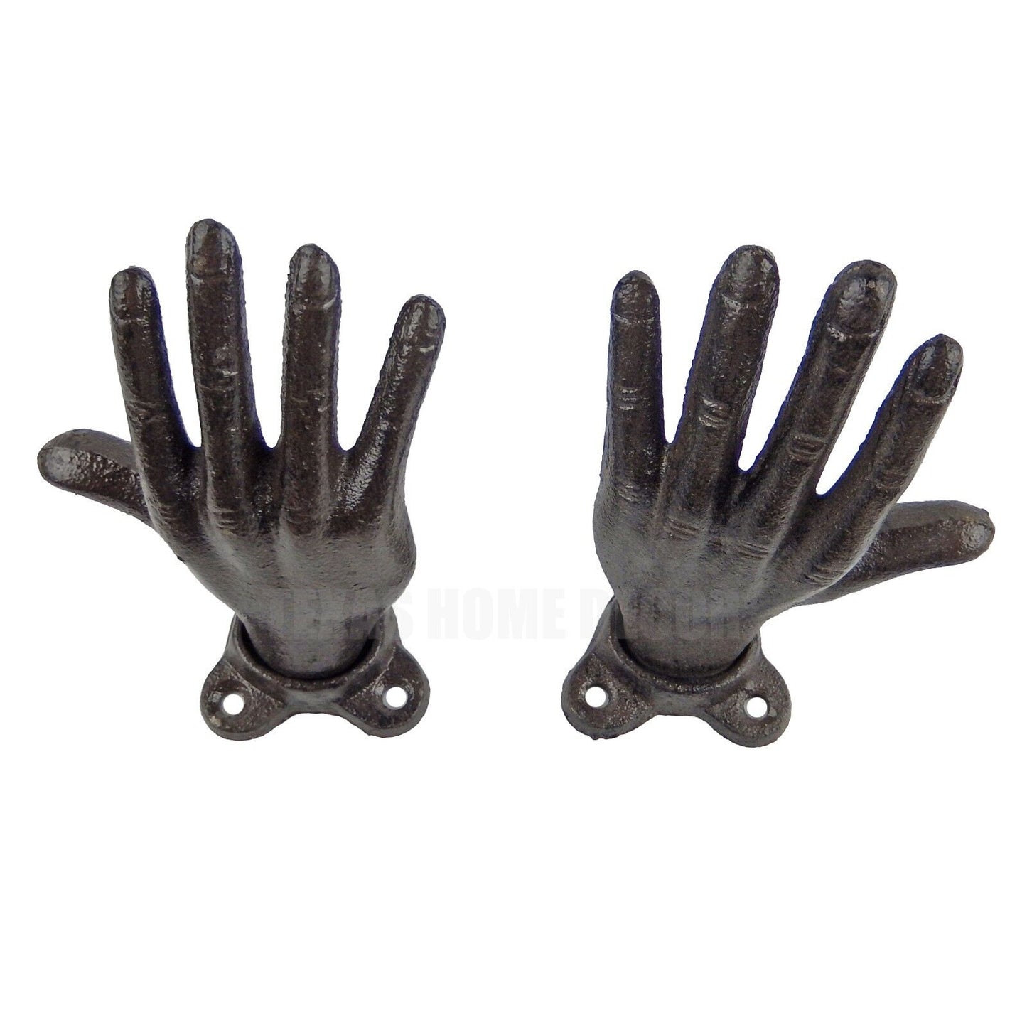 Open Hands Wall Hook Cast Iron Purse Towel Coat Jewelry Hanger Key Rack Set of 2