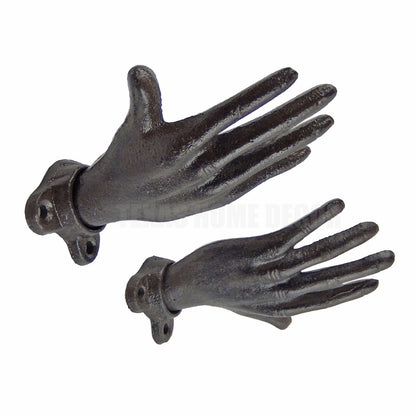 Open Hands Wall Hook Cast Iron Purse Towel Coat Jewelry Hanger Key Rack Set of 2