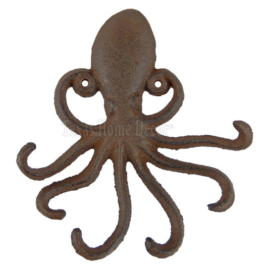 Octopus Tentacle Wall Hook Key Rack Coat Towel Hanger Cast Iron Nautical Beach