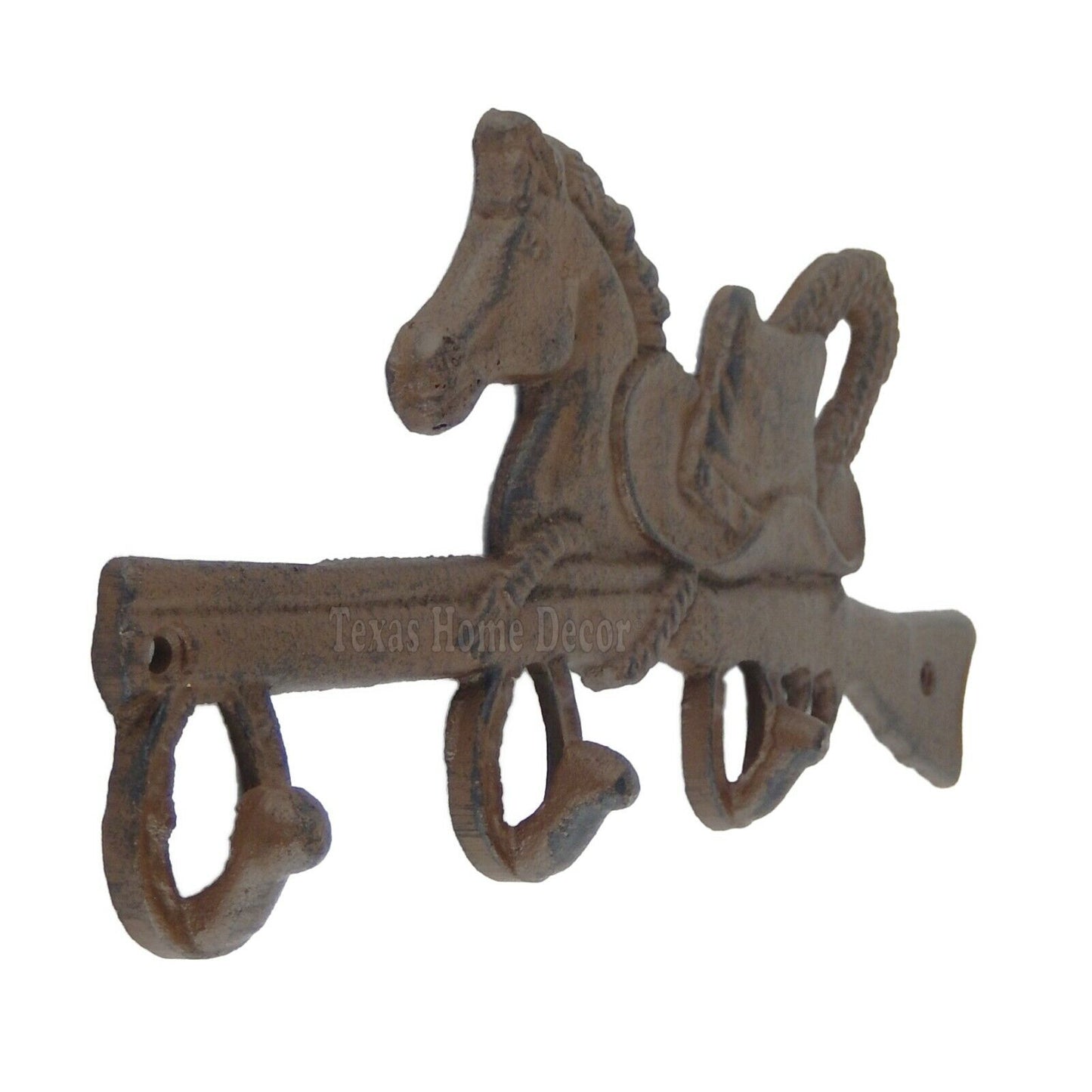 Horsehead Rifle Key Rack Cast Iron Gun Hat Rope Key Towel Coat Hanger Western