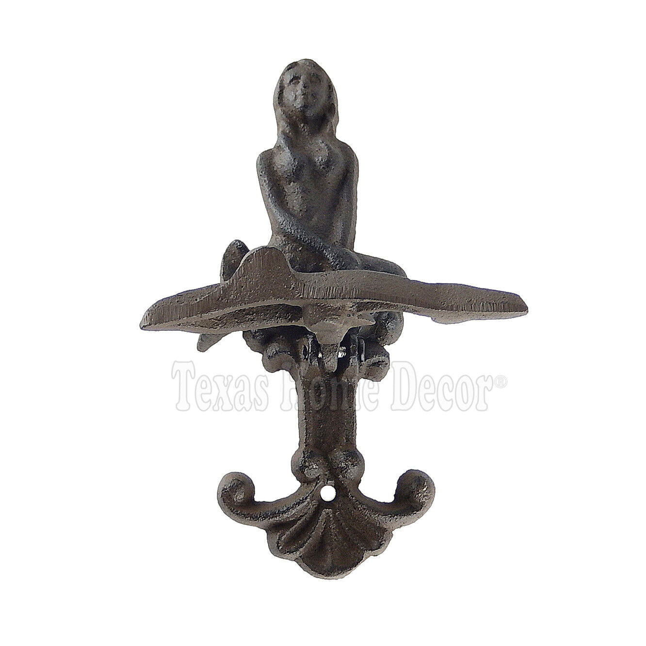 Mermaid Dolphin Door Knocker Cast Iron Nautical Beach Decor Rustic Antique Style