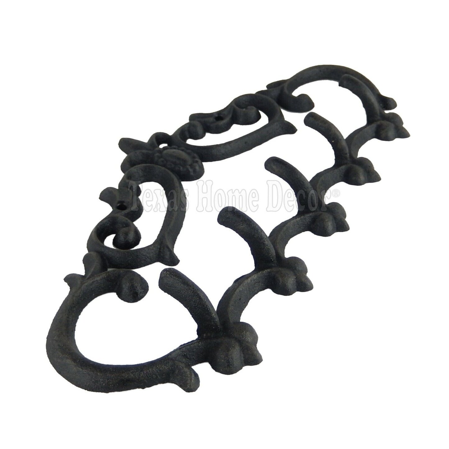 Fleur De Lis Coat Rack Key Hooks Cast Iron Wall Mounted Towel Hanger Black