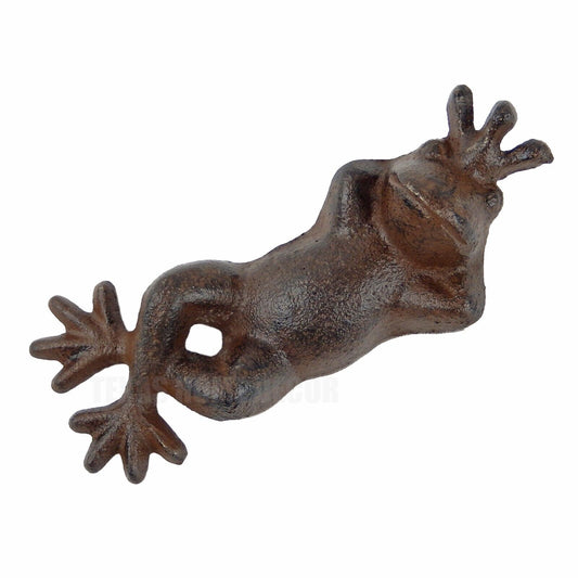 Relaxing Frog Prince Figurine Statue Cast Iron Rustic Brown Finish Garden Decor