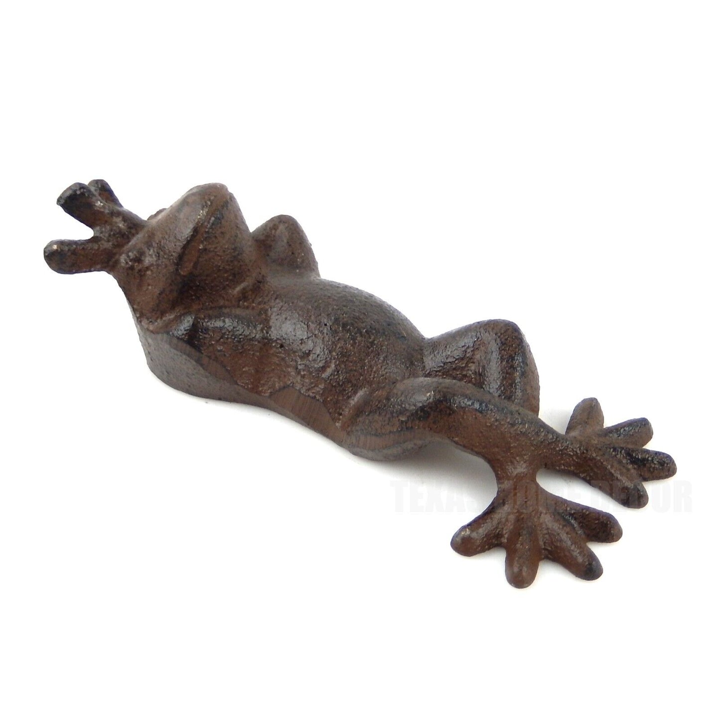 Relaxing Frog Prince Figurine Statue Cast Iron Rustic Brown Finish Garden Decor