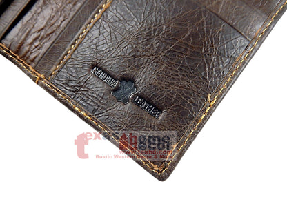 Western Bi-Fold Men's Wallet Genuine Leather Tooled Floral Texas Map Studs NEW!