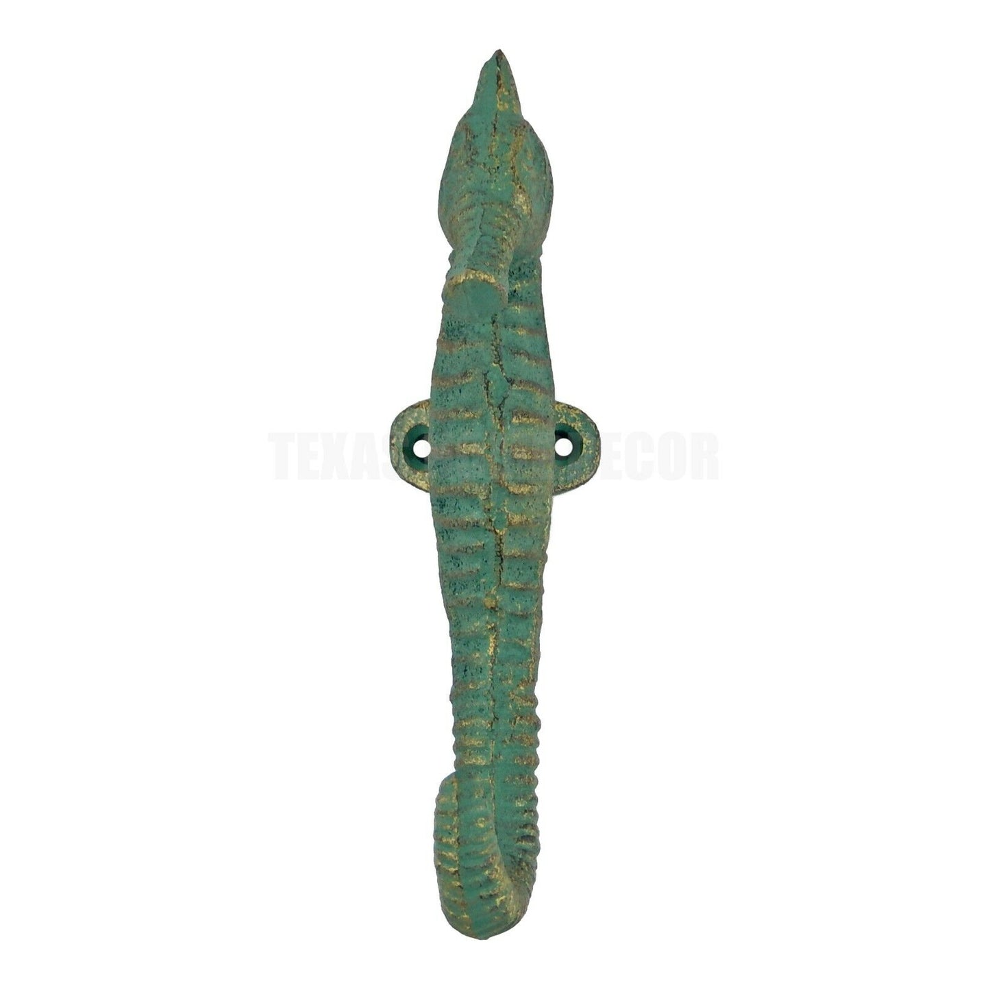 Seahorse Wall Hook Cast Iron Nautical Key Towel Coat Hanger Verdigris Green 5.5"