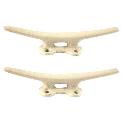 2 Cast Iron Boat Cleat Hook Handle Coat Towel Hanger Nautical Beach Decor Cream