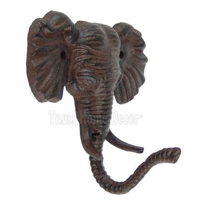 Elephant Wall Hook Cast Iron Key Coat Towel Hanger Cabin Lodge Antique Style