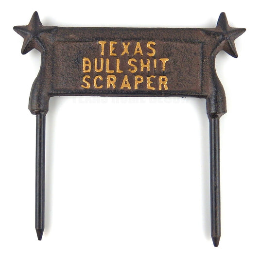 Cast Iron Texas Bullshit Boot Scraper Ground Stake Lawn Garden Double Sided