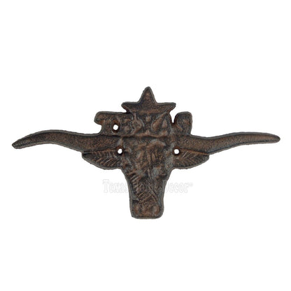 Texas Longhorn Star Wall Plaque Sign Heavy Duty Cast Iron Rustic Western Decor