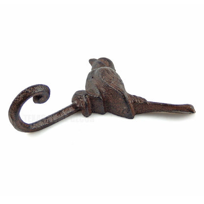 Bird Wall Hook Robin Cast Iron Key Towel Coat Hanger Rustic Antique Style Brown