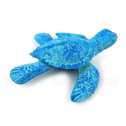 Small Cast Iron Baby Sea Turtle Figurine Statue Garden Pond Nautical Decor Blue