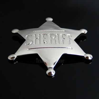 Sheriff Star Badge Wild West Silver Plated Polished Shiny Finish Made in USA