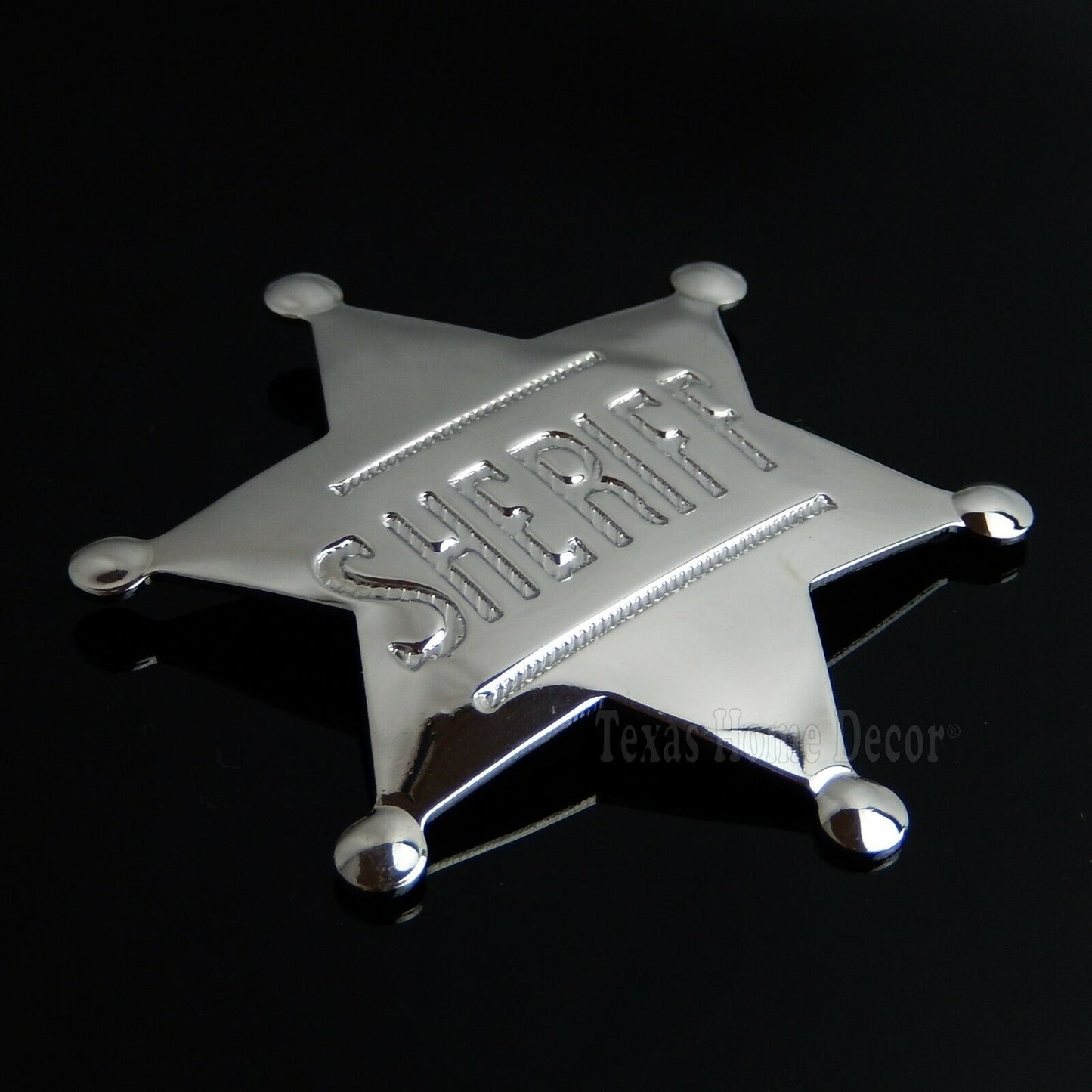 Sheriff Star Badge Wild West Silver Plated Polished Shiny Finish Made in USA