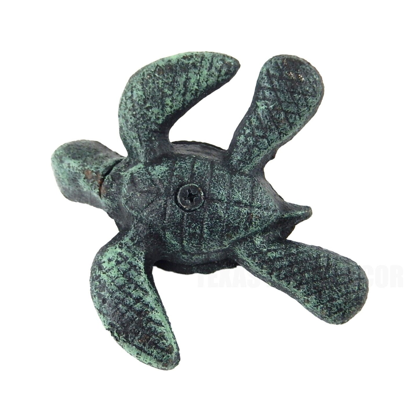 Small Cast Iron Baby Sea Turtle Figurine Statue Garden Pond Nautical Decor Green