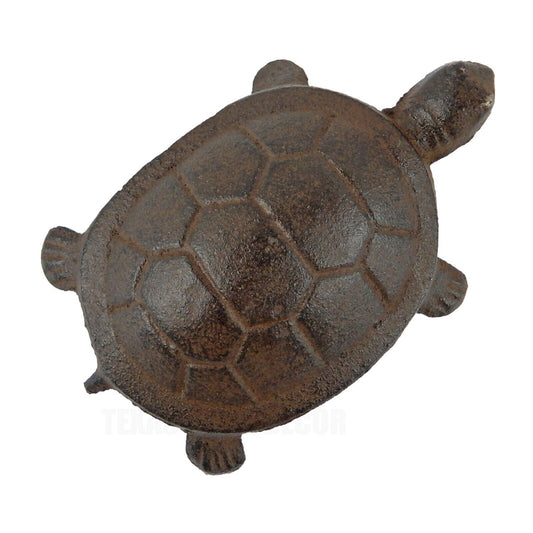 Cast Iron Turtle Figurine Antique Style Garden Pond Decor Rustic Brown 4.5 inch