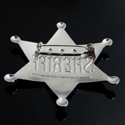 Sheriff Star Badge Wild West Silver Plated Polished Shiny Finish Made in USA