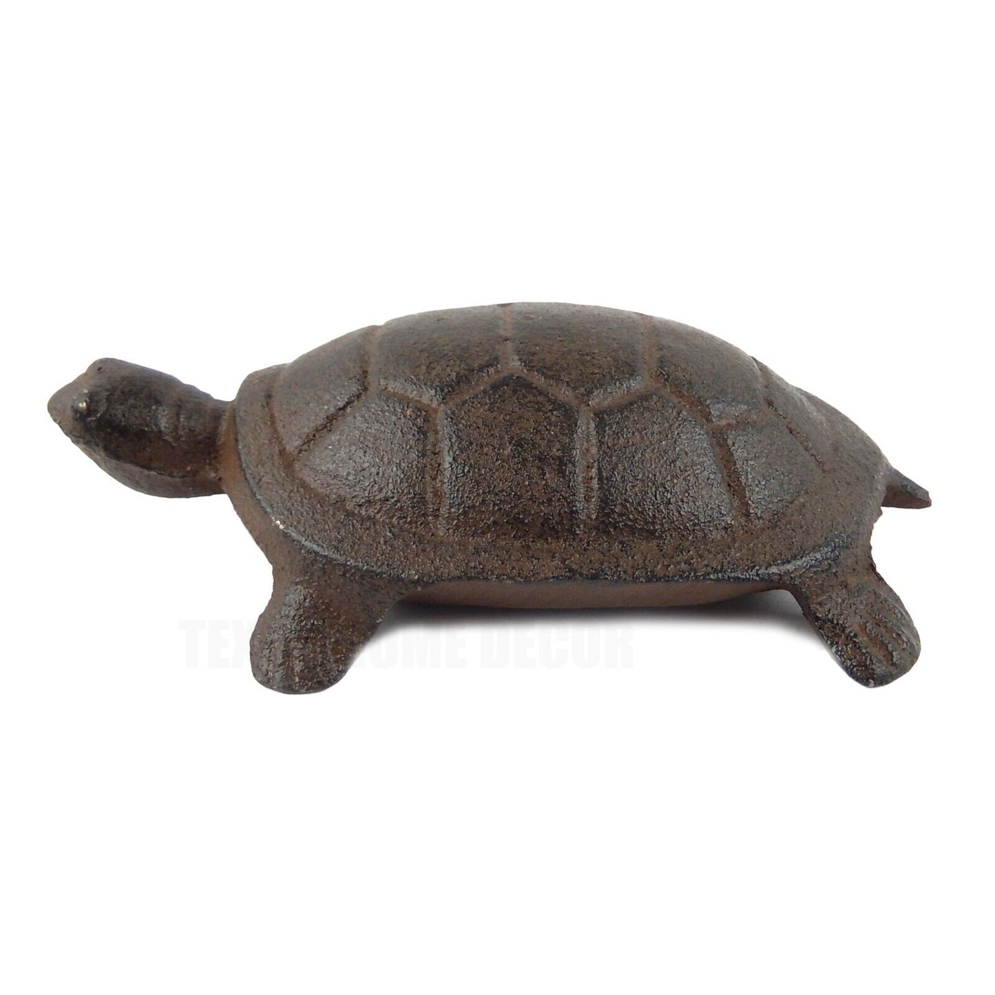 Cast Iron Turtle Figurine Antique Style Garden Pond Decor Rustic Brown 4.5 inch