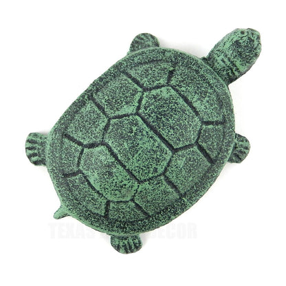 Cast Iron Turtle Figurine Antique Style Garden Pond Decor Rustic Green 4.5 inch