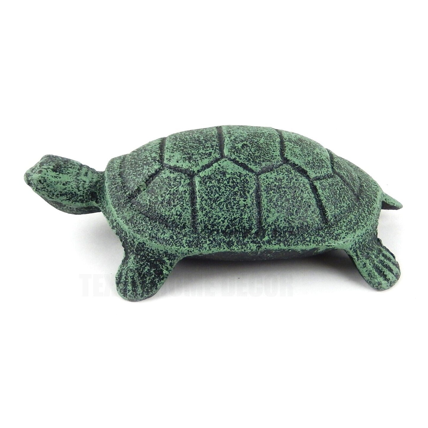 Cast Iron Turtle Figurine Antique Style Garden Pond Decor Rustic Green 4.5 inch