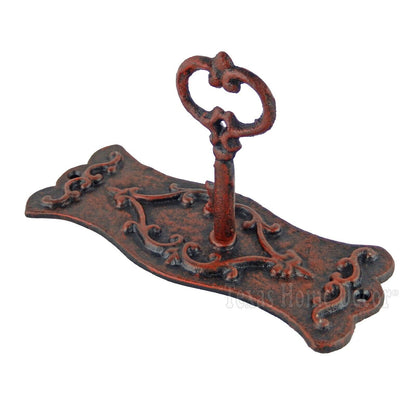 Skeleton Key in Lock Wall Hook Coat Hanger Cast Iron Victorian Antiqued 7 1/4"