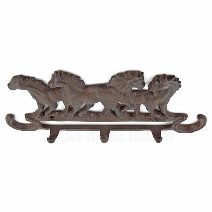 Running Horses Wall Hook Coat Rack Key Leash Towel Hanger Rustic Iron Western