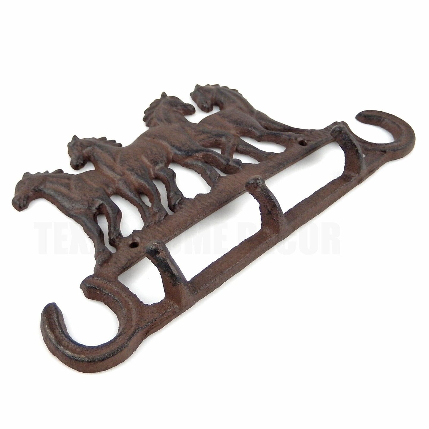 Running Horses Wall Hook Coat Rack Key Leash Towel Hanger Rustic Iron Western