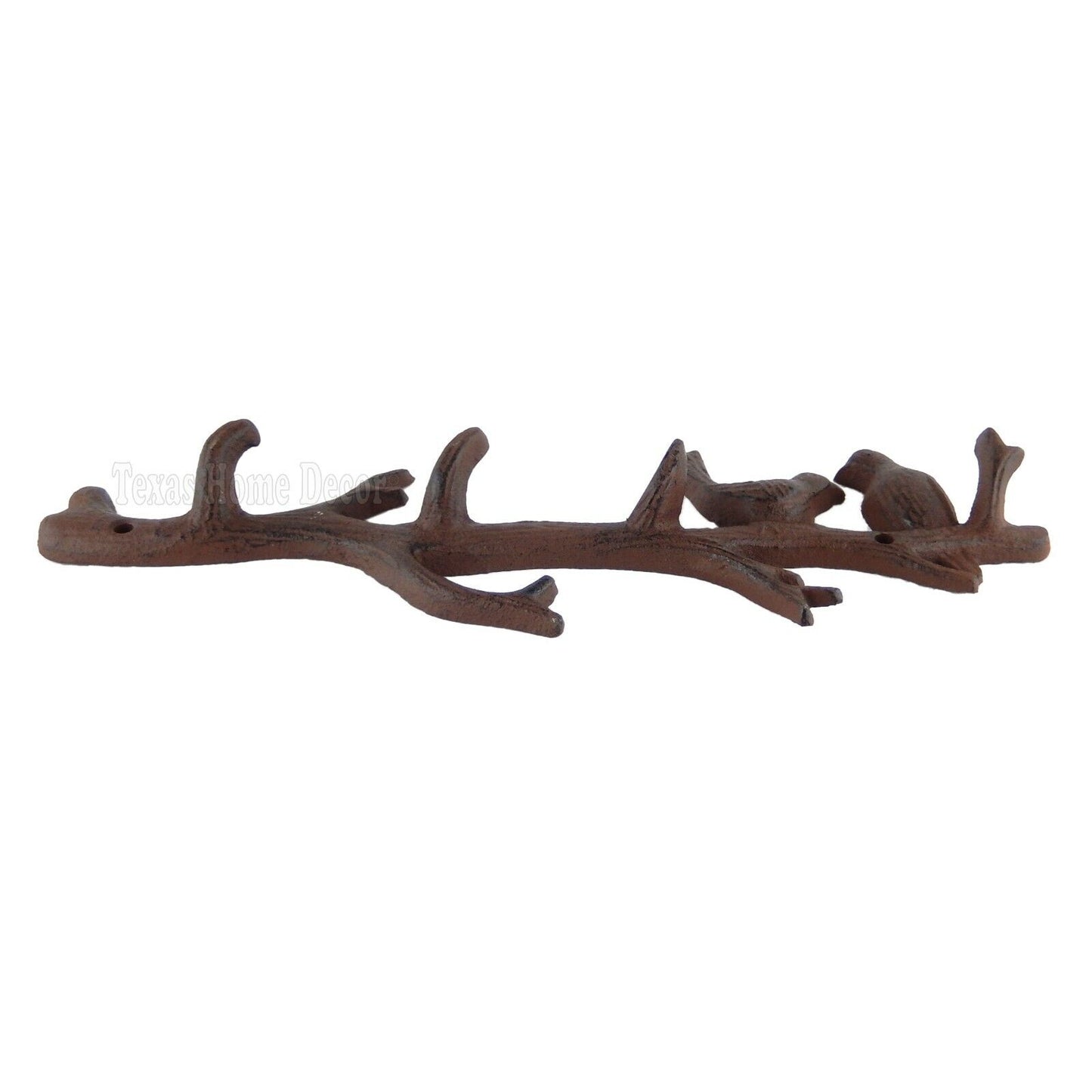 Tree Branch Birds Key Rack Cast Iron Wall Hook Coat Towel Hanger Rustic Finish