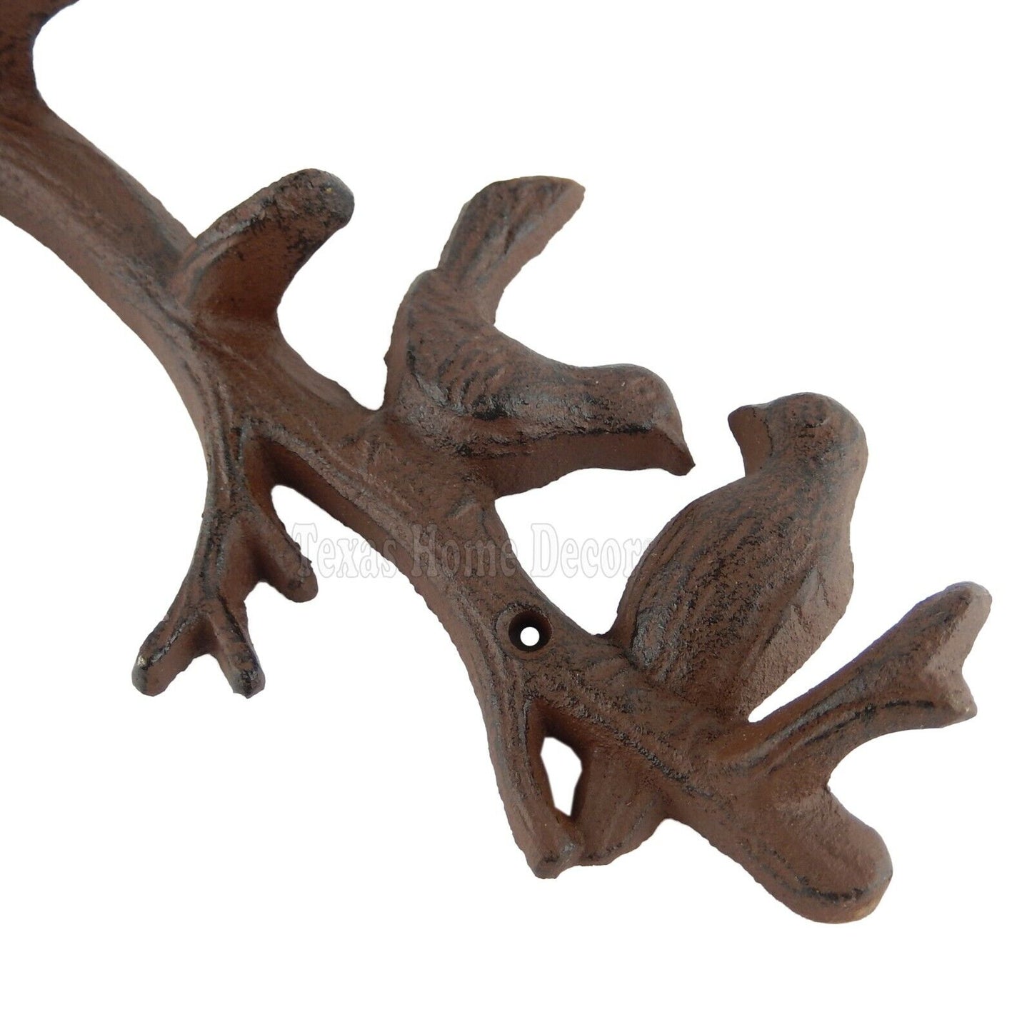 Tree Branch Birds Key Rack Cast Iron Wall Hook Coat Towel Hanger Rustic Finish