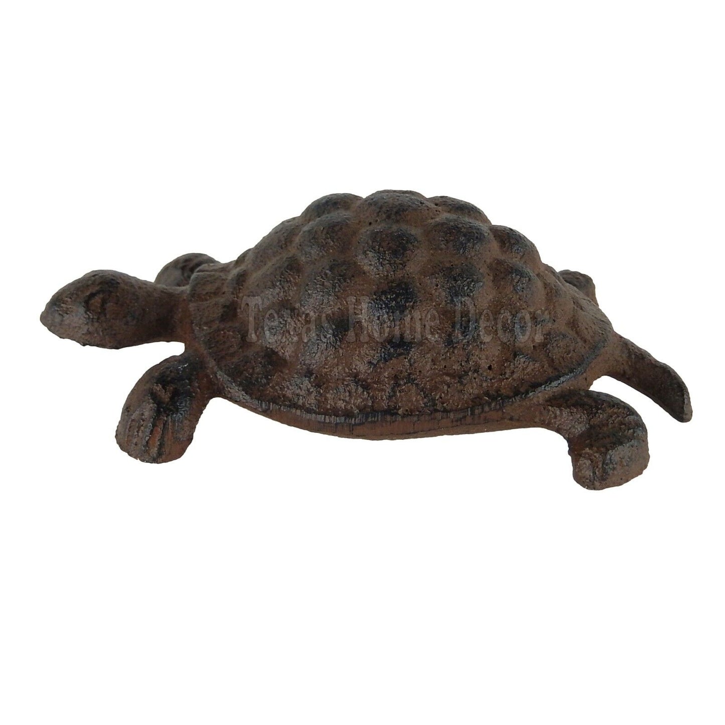 Turtle Figurine Cast Iron Antique Style Garden Pond Decor Rustic Brown Finish 5 inch