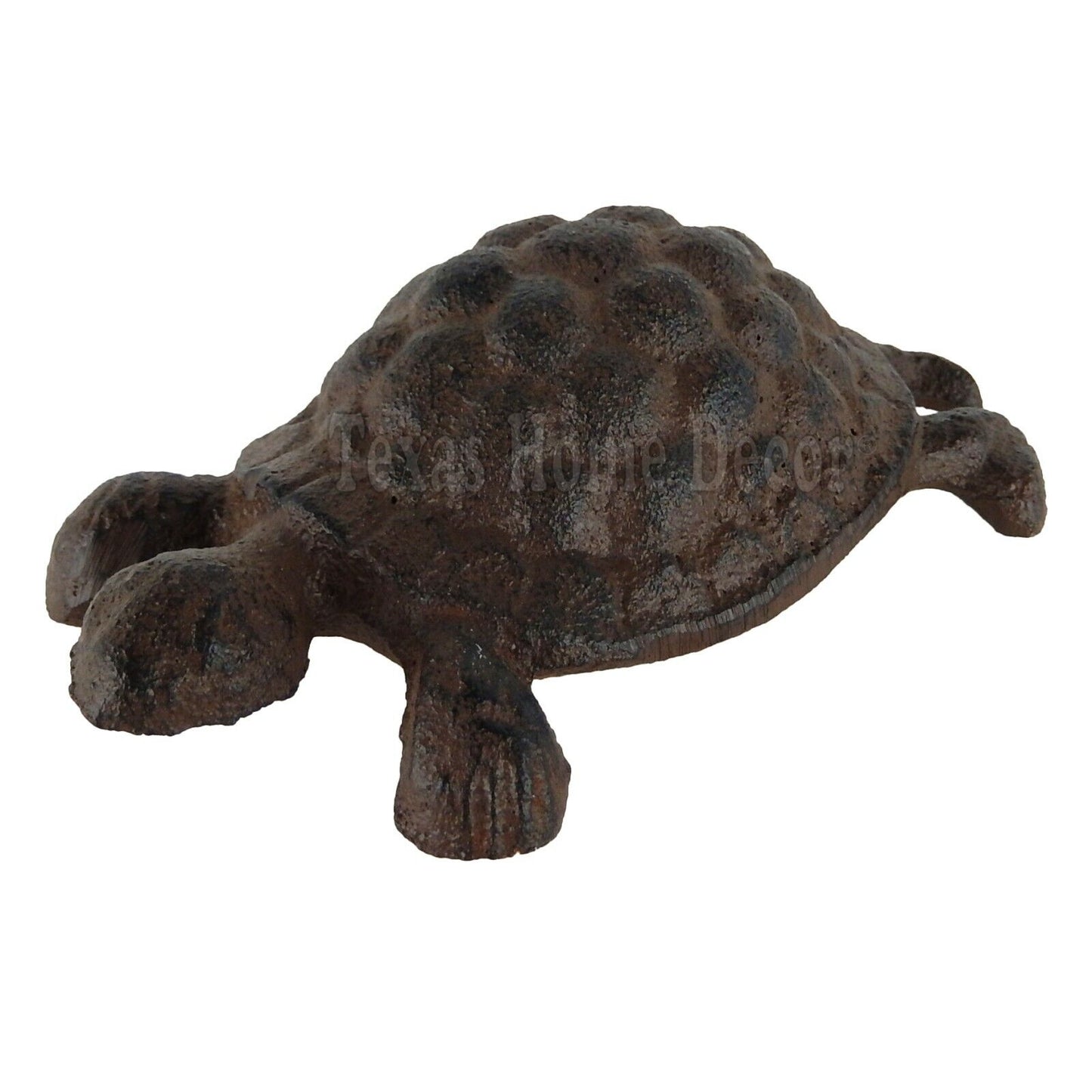 Turtle Figurine Cast Iron Antique Style Garden Pond Decor Rustic Brown Finish 5 inch