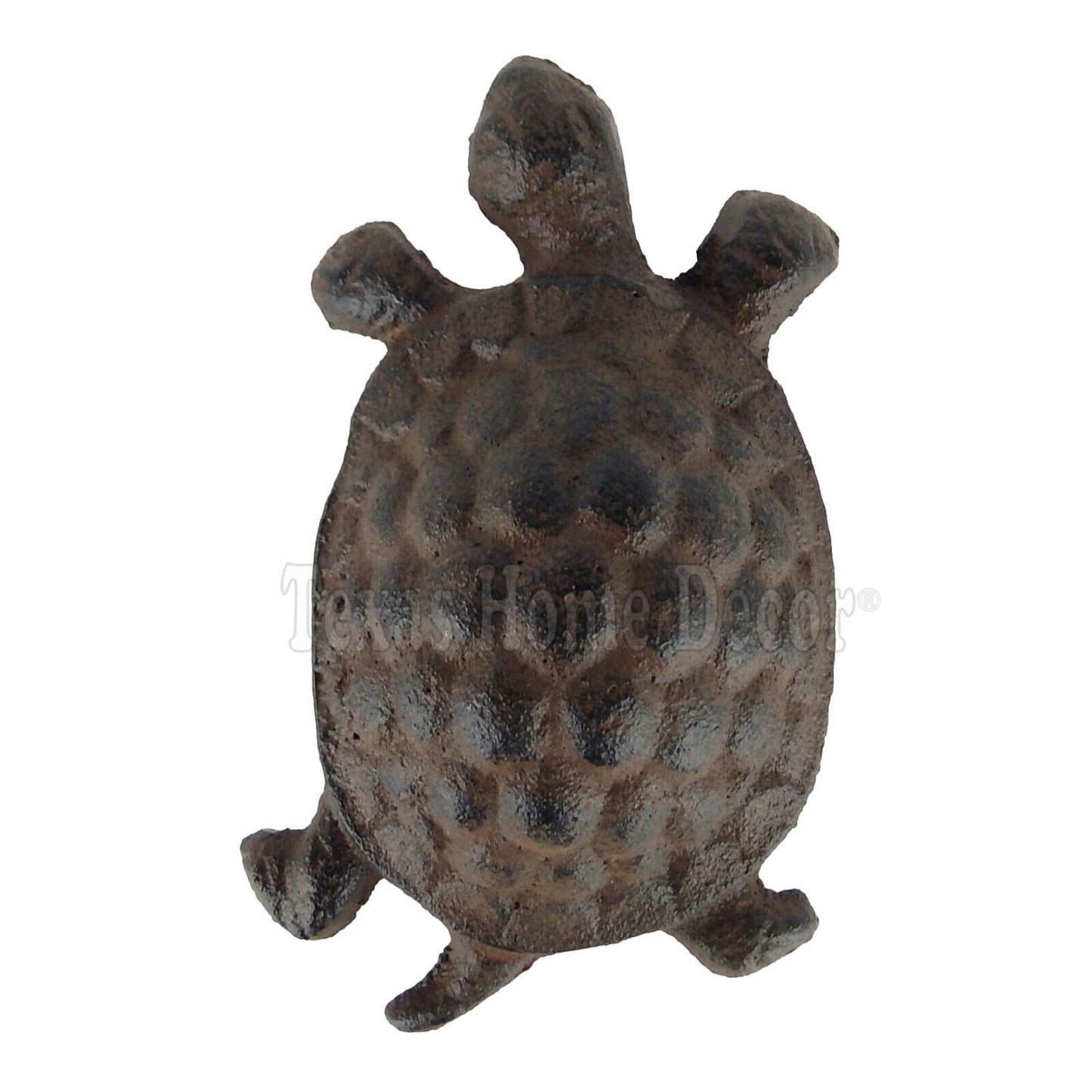 Turtle Figurine Cast Iron Antique Style Garden Pond Decor Rustic Brown Finish 5 inch