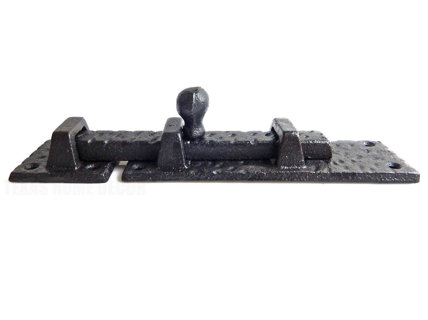 Large Cast Iron Barrel Slide Bolt Door Latch Hammered Look Heavy Duty Black