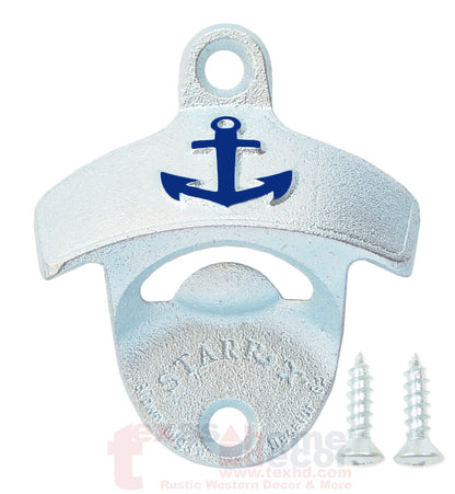 Embossed Navy Anchor Nautical Beer Bottle Opener Wall Mounted Cast Iron Starr X